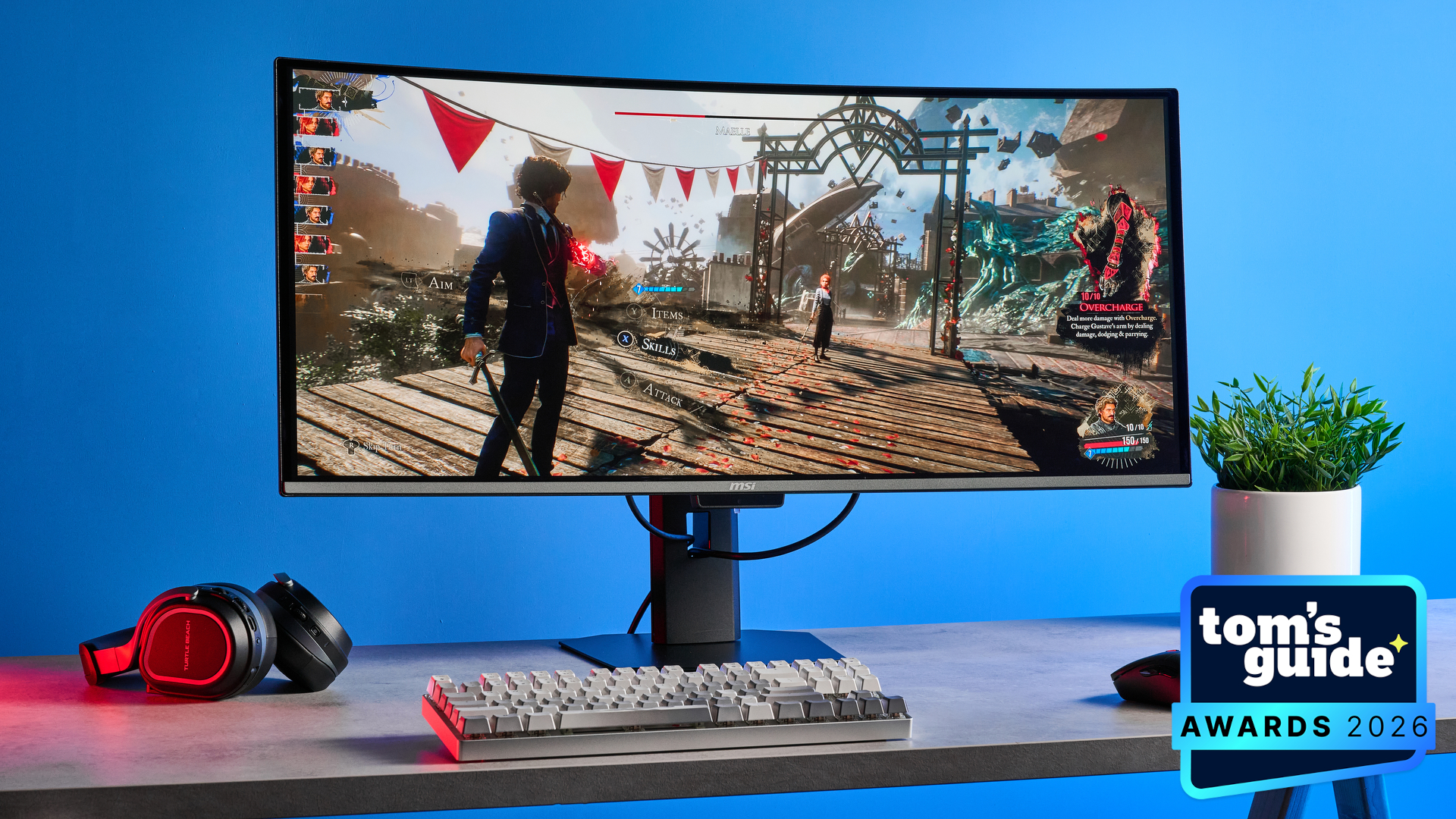 The MSI MPG 341CQR QD-OLED X36 monitor with a TG Awards 2026 badge