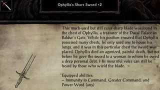 Ophyllis's short sword, a magic weapon from Baldur's Gate