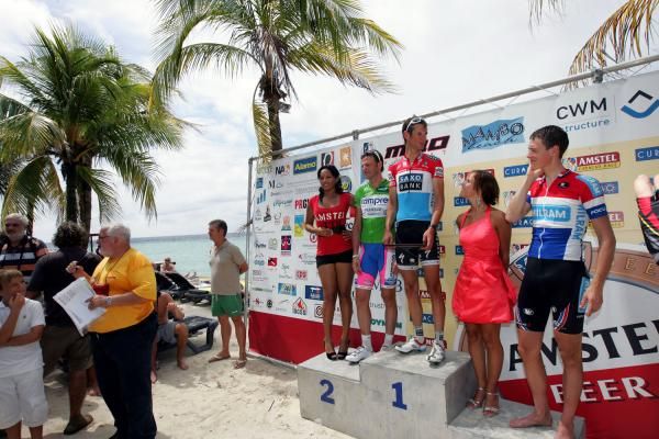 The podium: Alessandro Petacchi, winner Frank Schleck and third palced Niki Terpstra