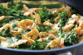 Salmon and broccoli frittata