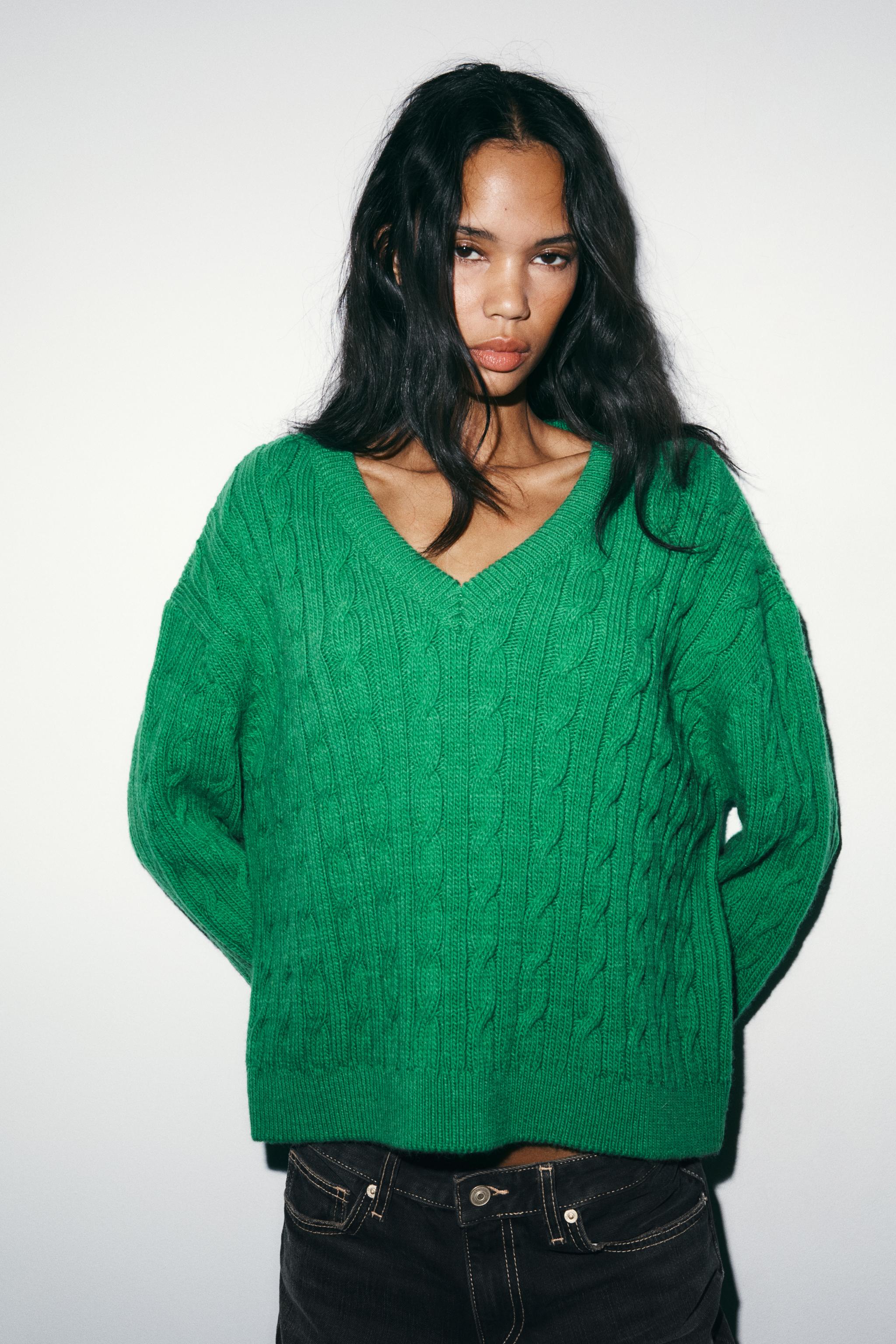 Cable Knit V-Neck Jumper
