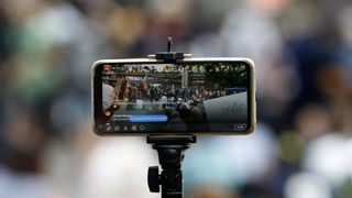 A phone being used to live stream an event