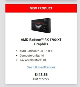 AMD RX 6700 XT official store listing