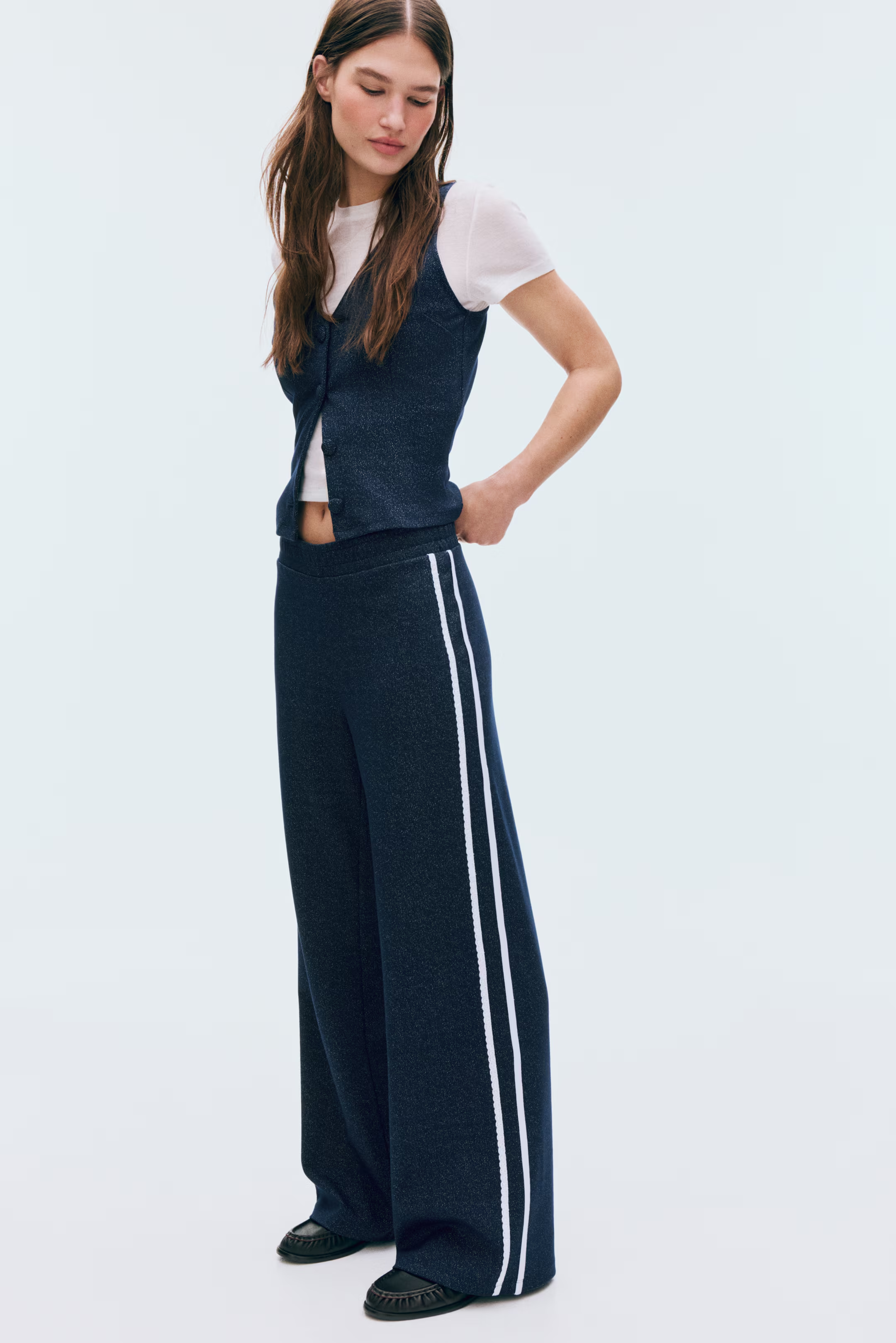 H&amp;amp;M, Lace-Trimmed Jersey Pants