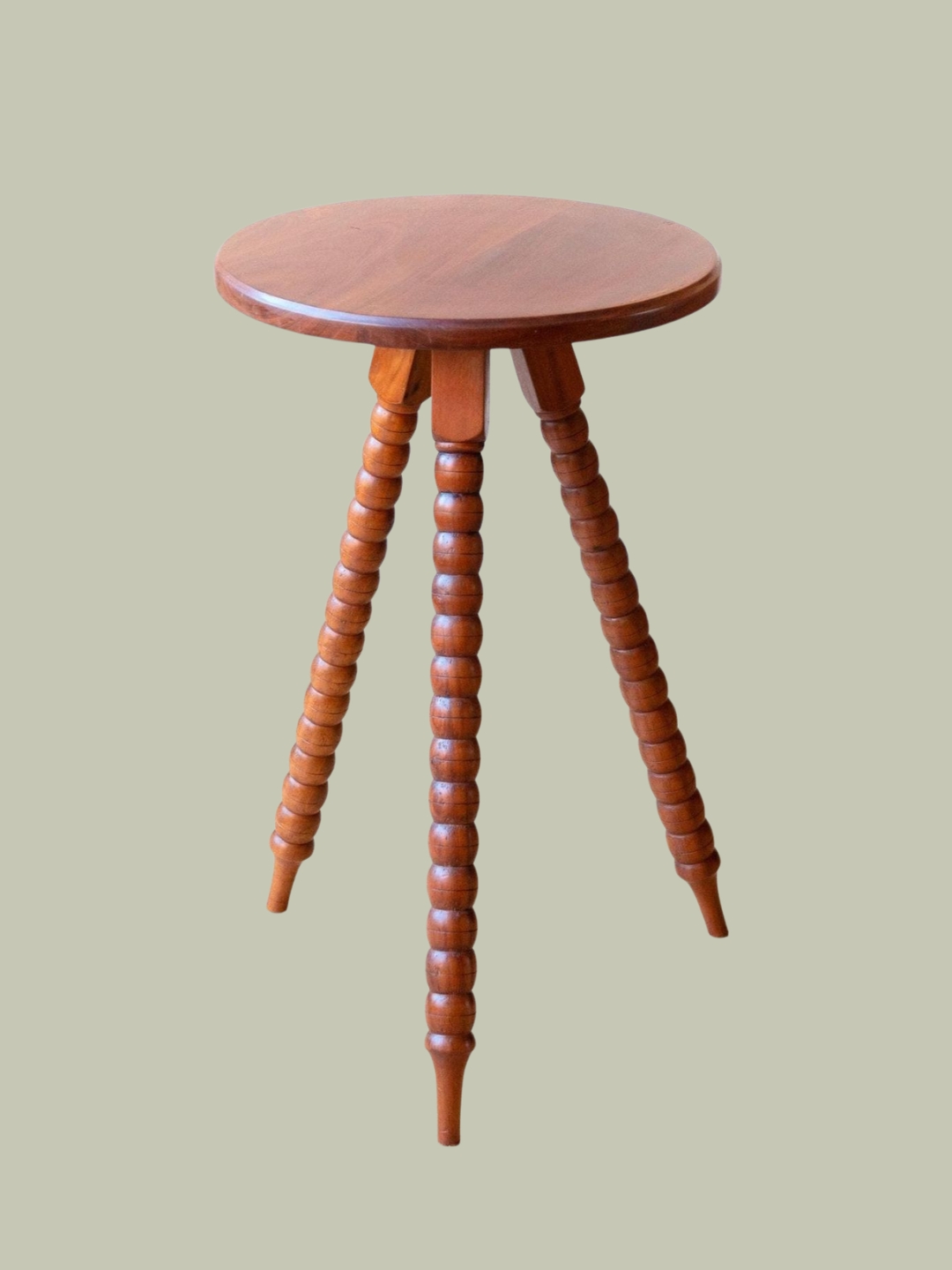 Vinterior, Vintage Teak Round Side Table With Bobbin Legs