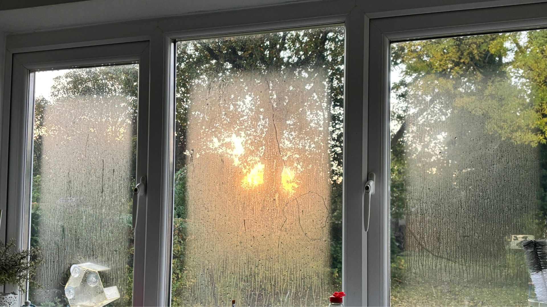 picture of patches of condensation on windows