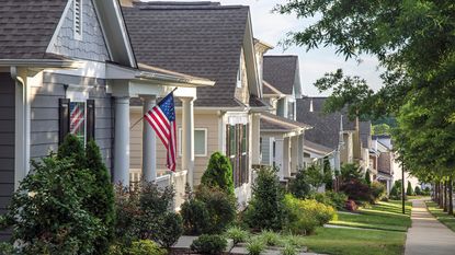 Houses with American flags on them