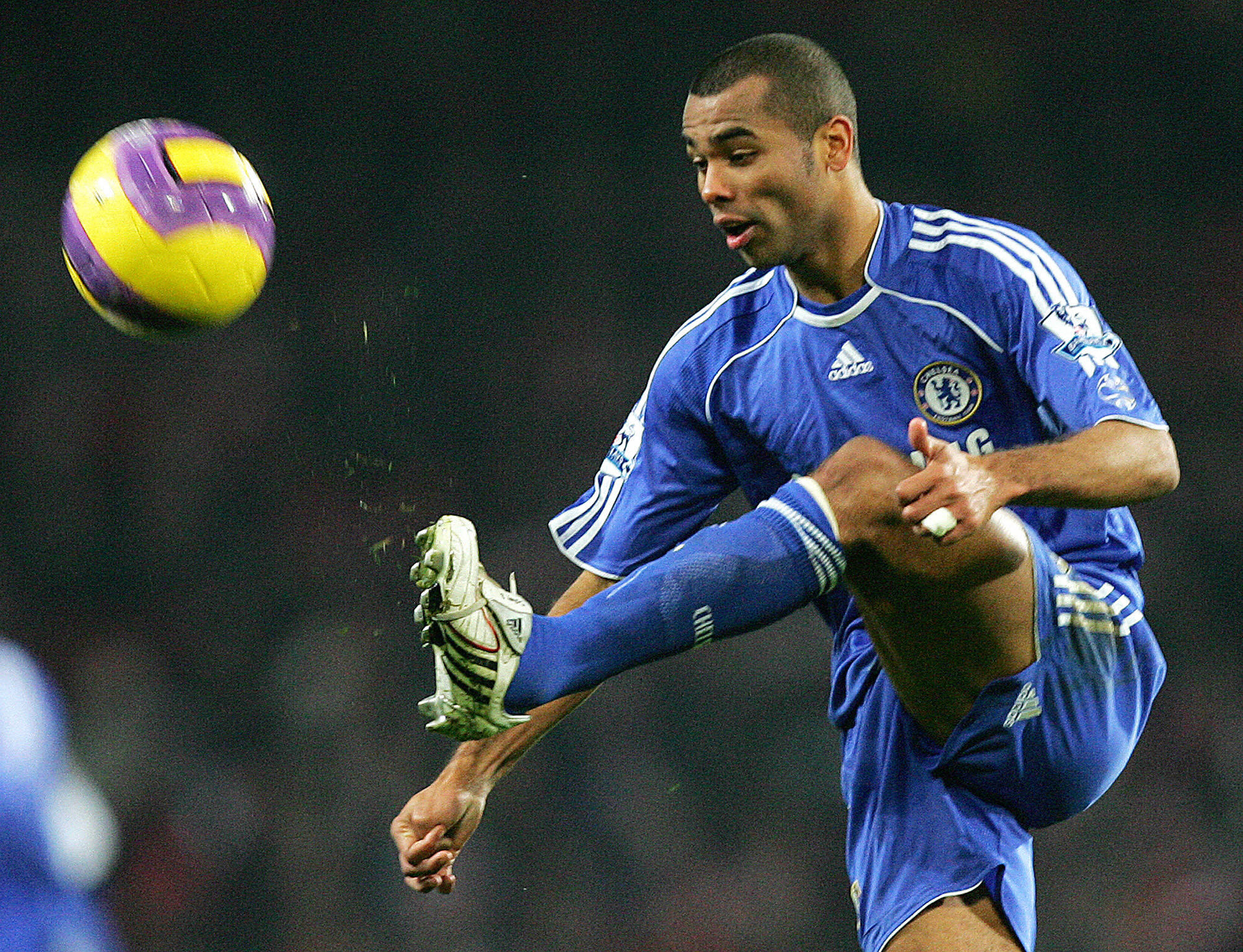 Ashley Cole in action for Chelsea against Arsenal in December 2007.