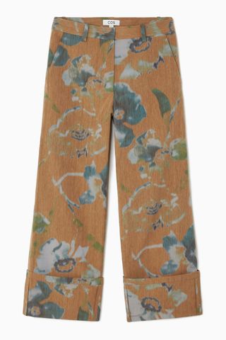 Floral-Print Turn-Up Trousers