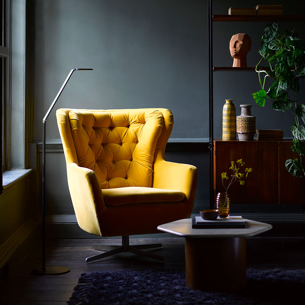 Sofa.com armchair in mustard yellow velvet