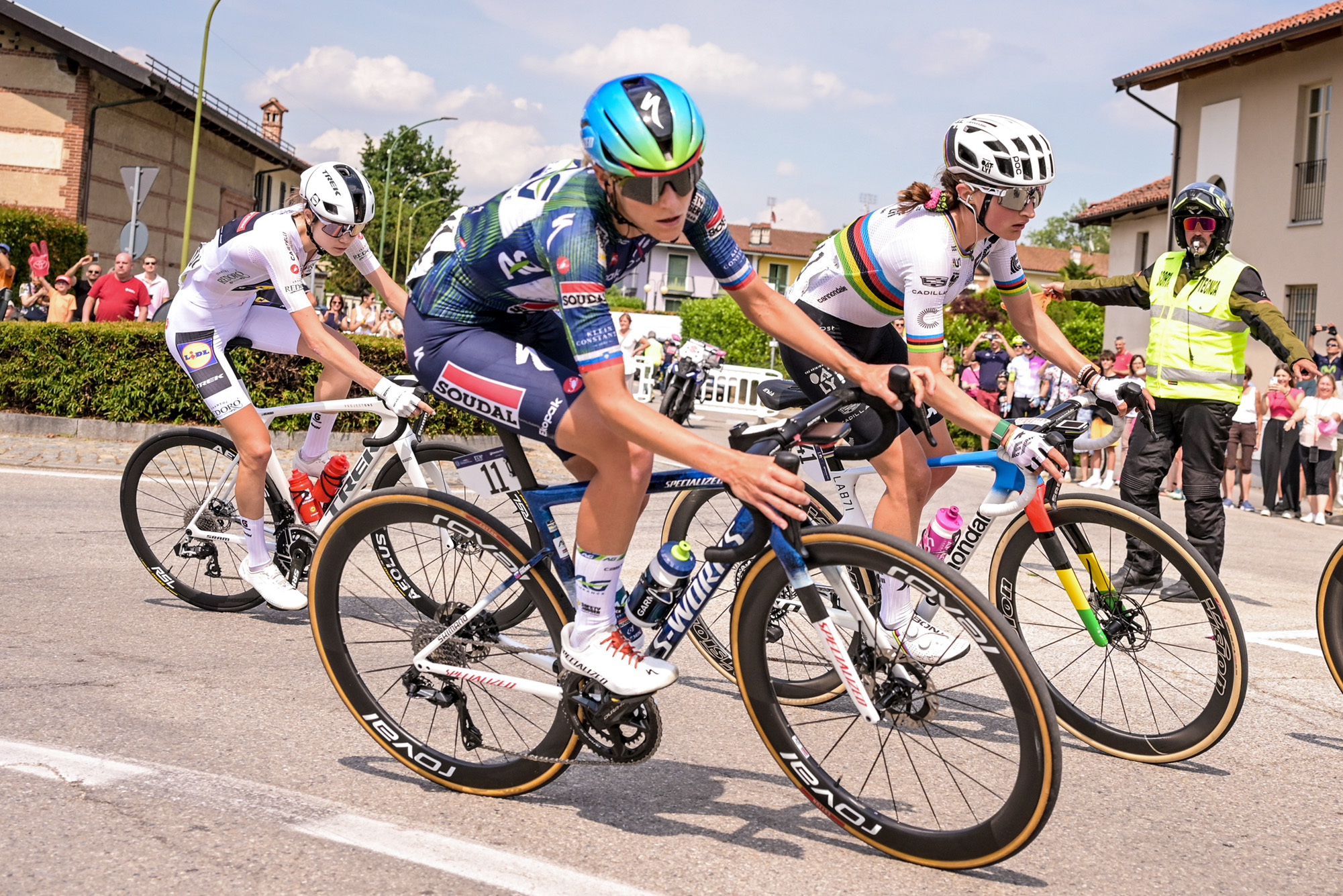 Urska Zigart of the AG Insurance - Soudal Team rides through San Lazzaro, Saluzzo, during the 9th stage of the 2026 Giro d'Italia Femminile, Saluzzo-Saluzzo, on June 7, 2026. (Photo by Andrea Amato/NurPhoto via Getty Images)