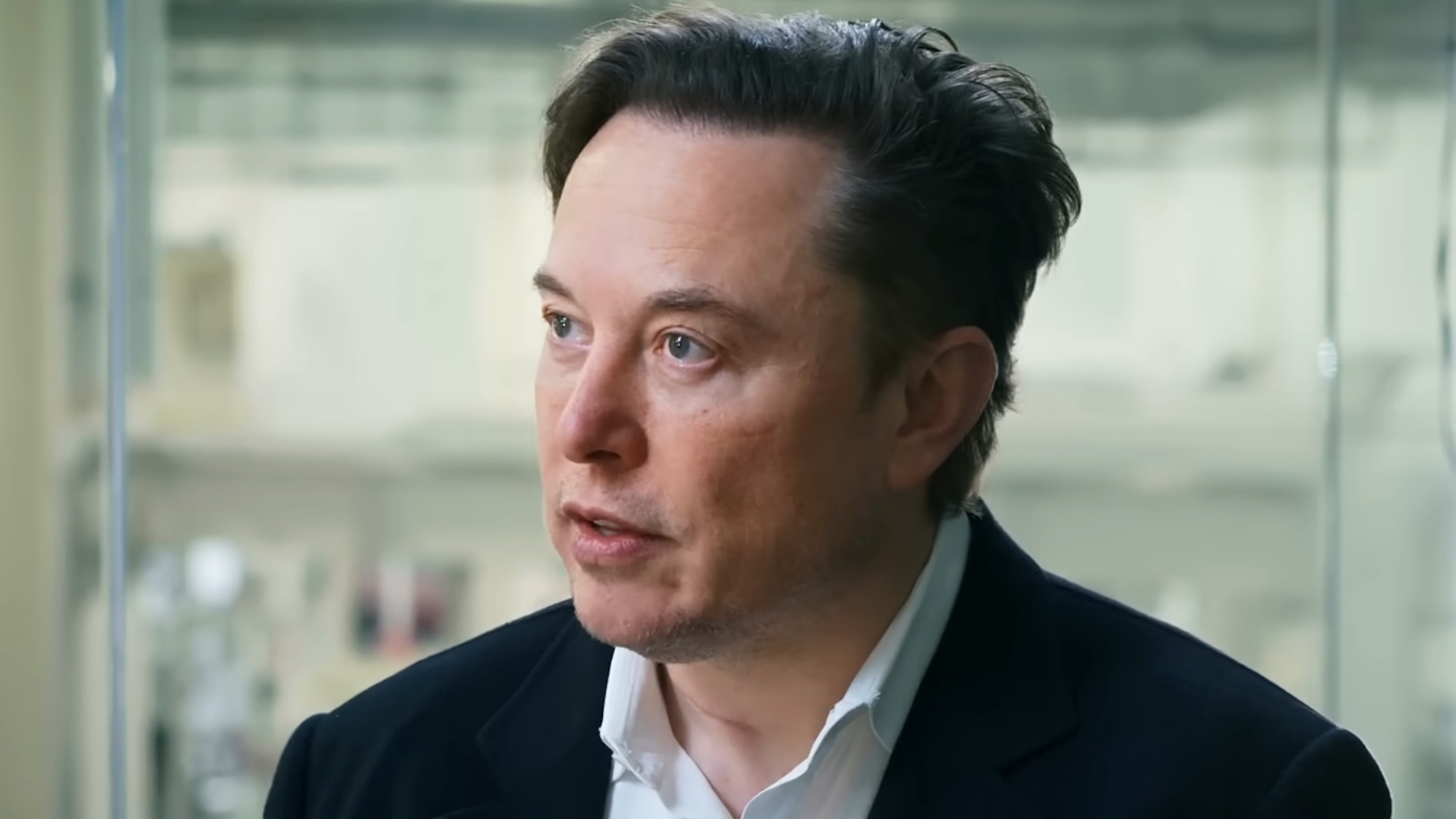 Elon Musk is shown during a 2022 interview.