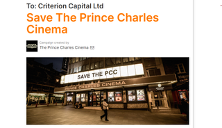 a screenshot of the petition to save the prince charles cinema