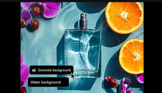 Perfume bottle against different backgrounds