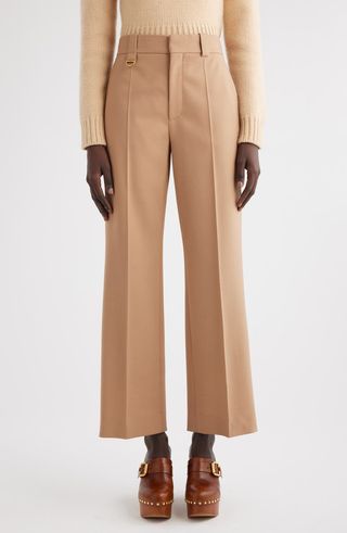 High Waist Wide Leg Wool Trousers