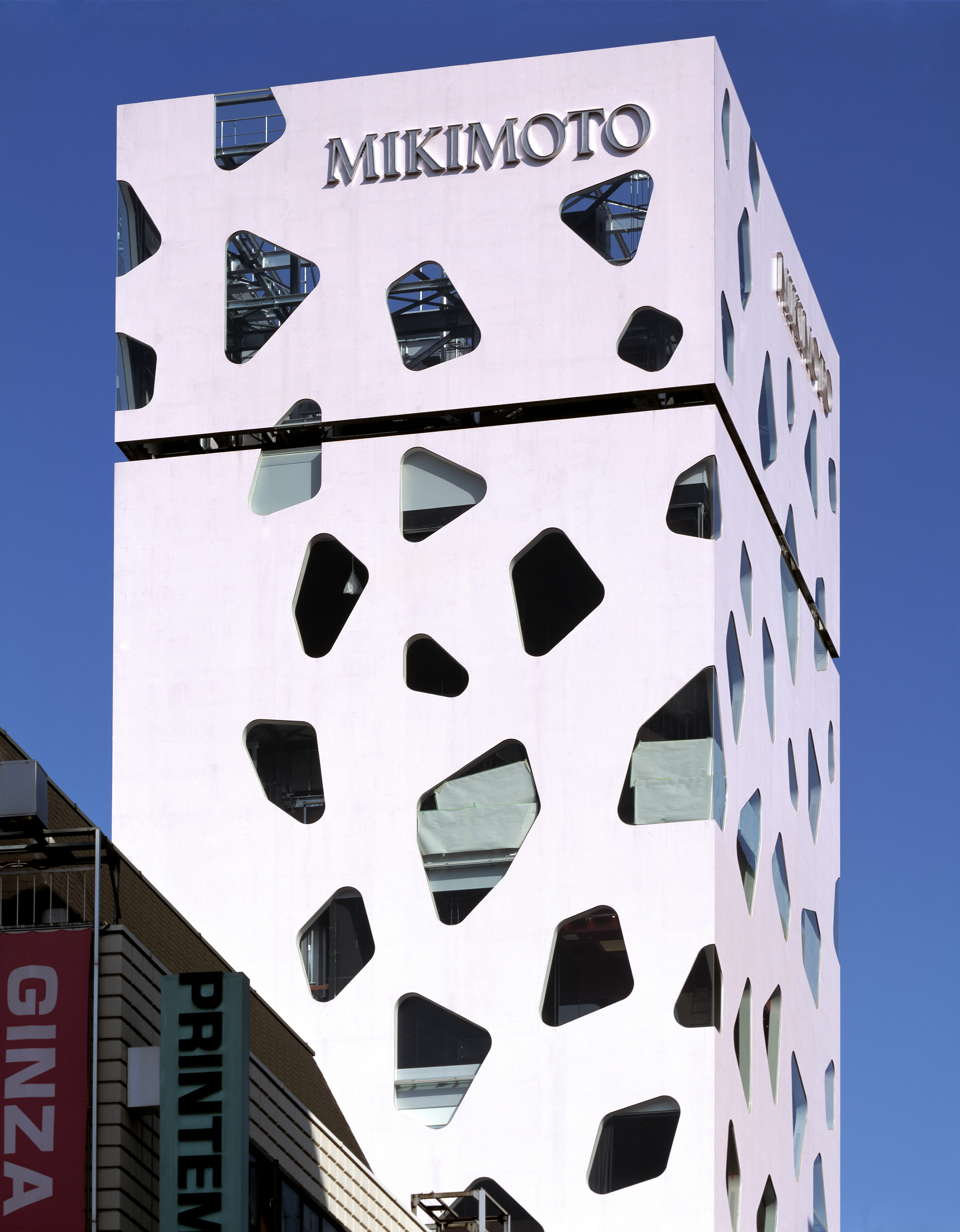 Mikimoto Ginza 2, Tokyo, Japan, Architect Toyo Ito + Taisei Design Pae, Mikimoto Ginza 2 Daytime Exterior View.