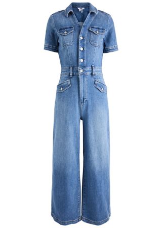 Harper Ankle Stretch-Denim Jumpsuit