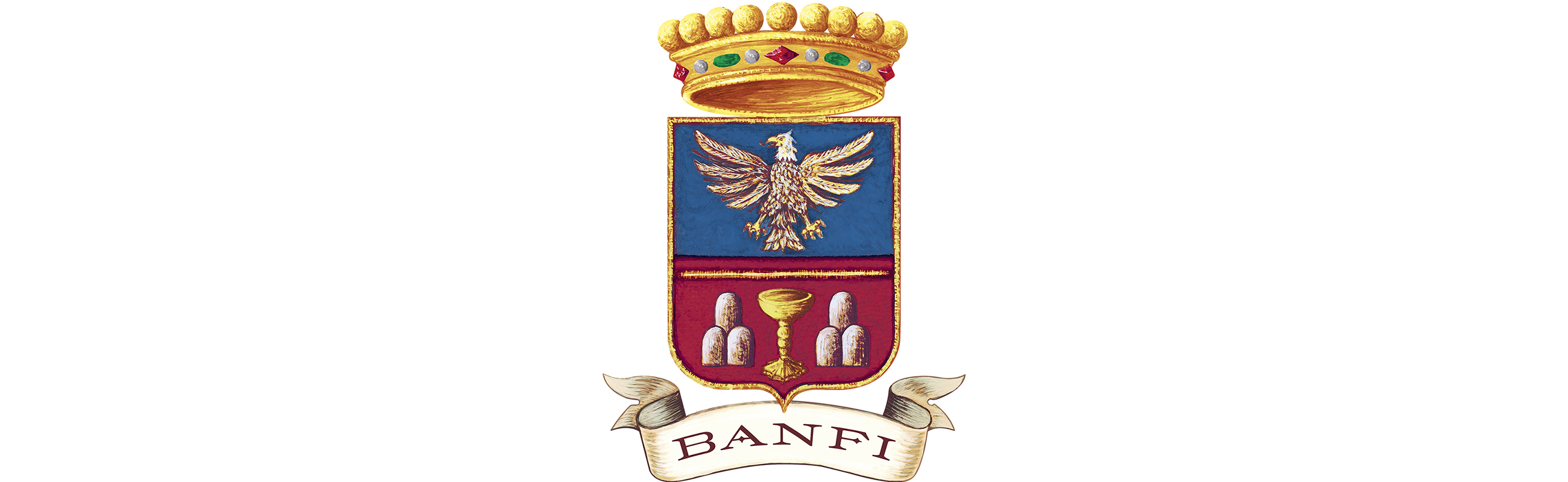 Banfi logo &amp;ndash; red and blue crest with an eagle on it