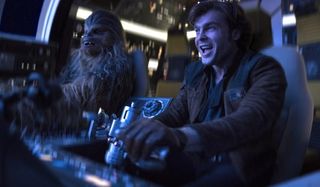 Solo: A Star Wars Story Alden Ehrenreich Han and Chewie taking off