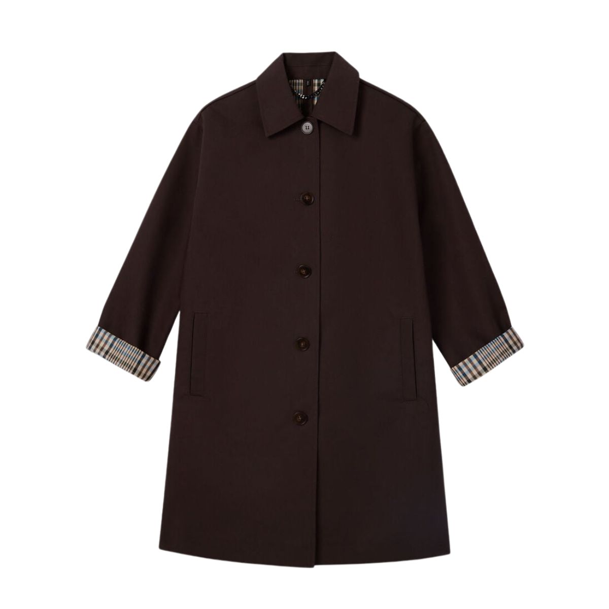 Whistles Brown Check Lined Car Coat