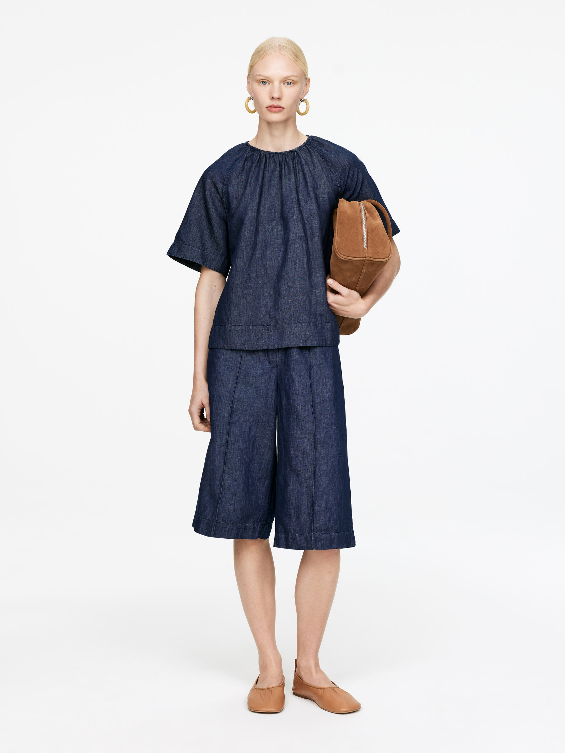 Cotton-Linen Shorts &amp;ndash; Dark Blue &amp;ndash; Women &amp;ndash; Arket Gb