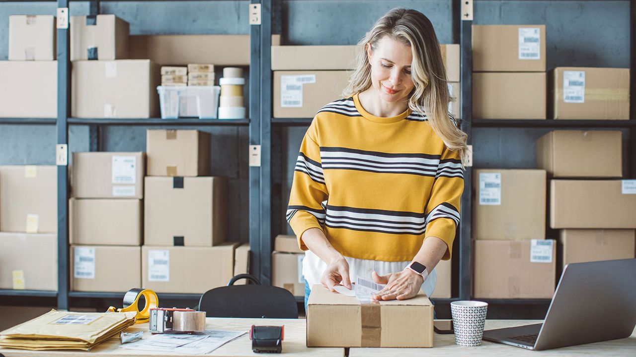 Woman packing things