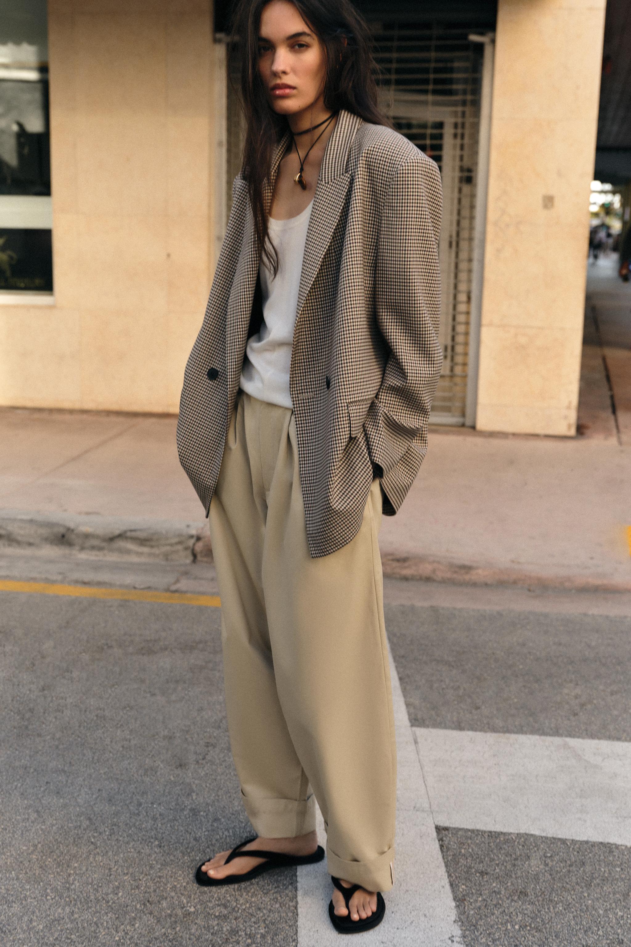 Turn-Up Hem Darted Trousers