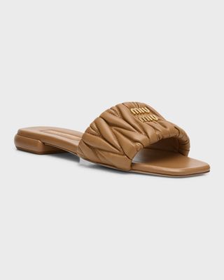 Quilted Leather Flat Slide Style