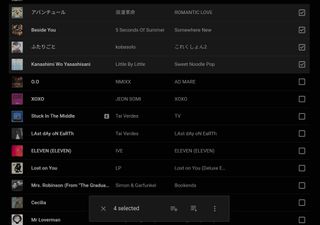 YouTube Music's new multi-select option for songs in a list