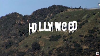 A joker changed the Hollywood sign to say HOLLYWeeD