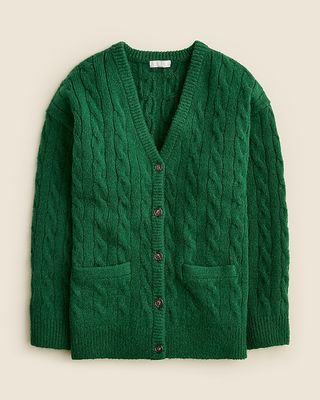 Relaxed Cable-Knit Cardigan Sweater