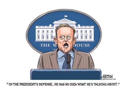 Political cartoon U.S. Trump Sean Spicer communications