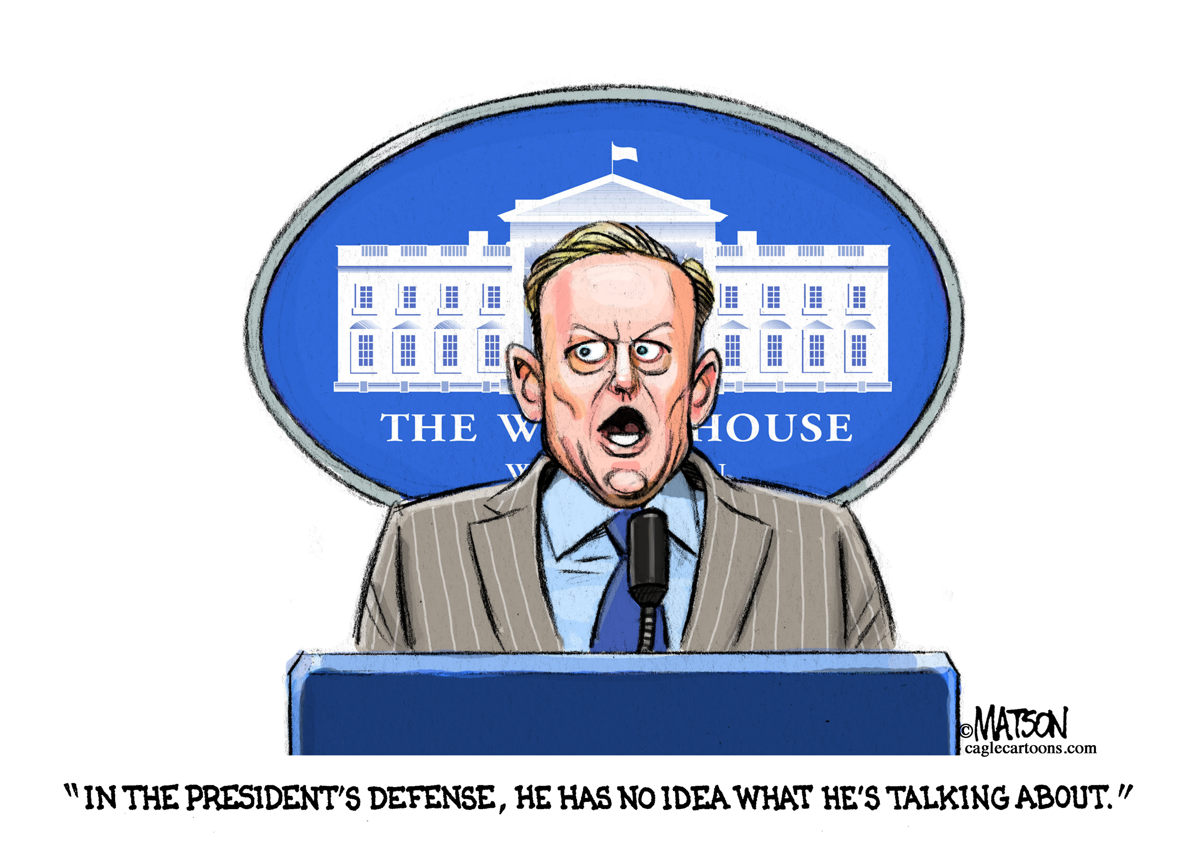 Political cartoon U.S. Trump Sean Spicer communications