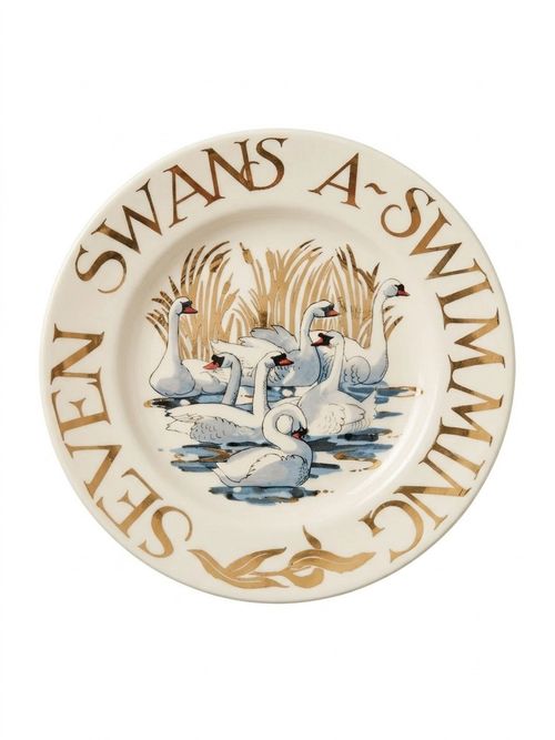 12 Days of Christmas: Seven&nbsp;swans&nbsp;a-Swimming Medium Dinner Plate