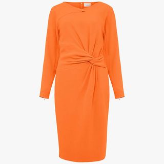 orange dress with ruched middle