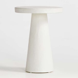 Willy White Plaster Pedestal Side Table