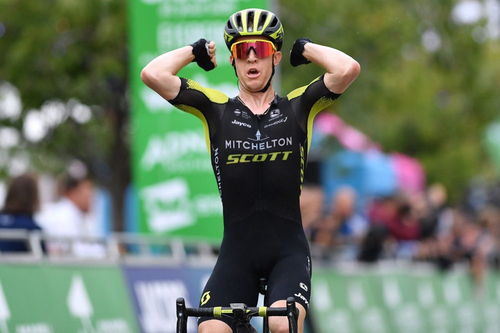 Cameron Meyer (Mitchelton-Scott) savours his stage victory at the Tour of Britain