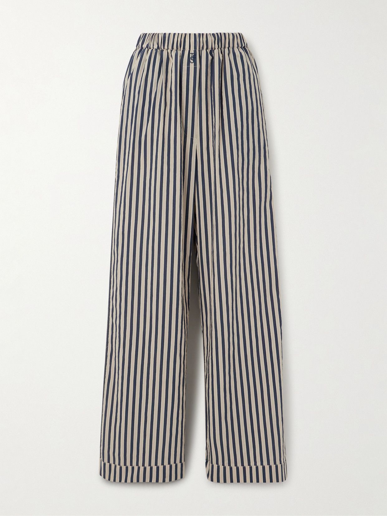 Mirca Striped Cotton-Blend Poplin Wide-Leg Pants