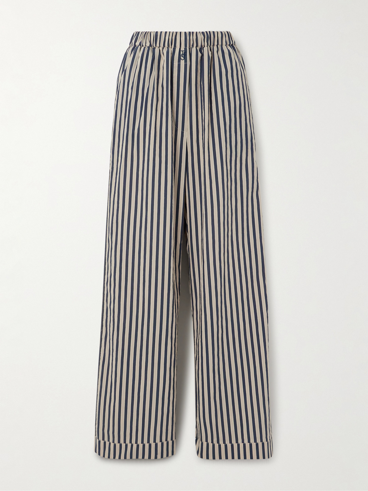 Mirca Striped Cotton-Blend Poplin Wide-Leg Pants