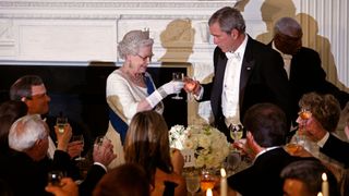 Queen Elizabeth II and George Bush