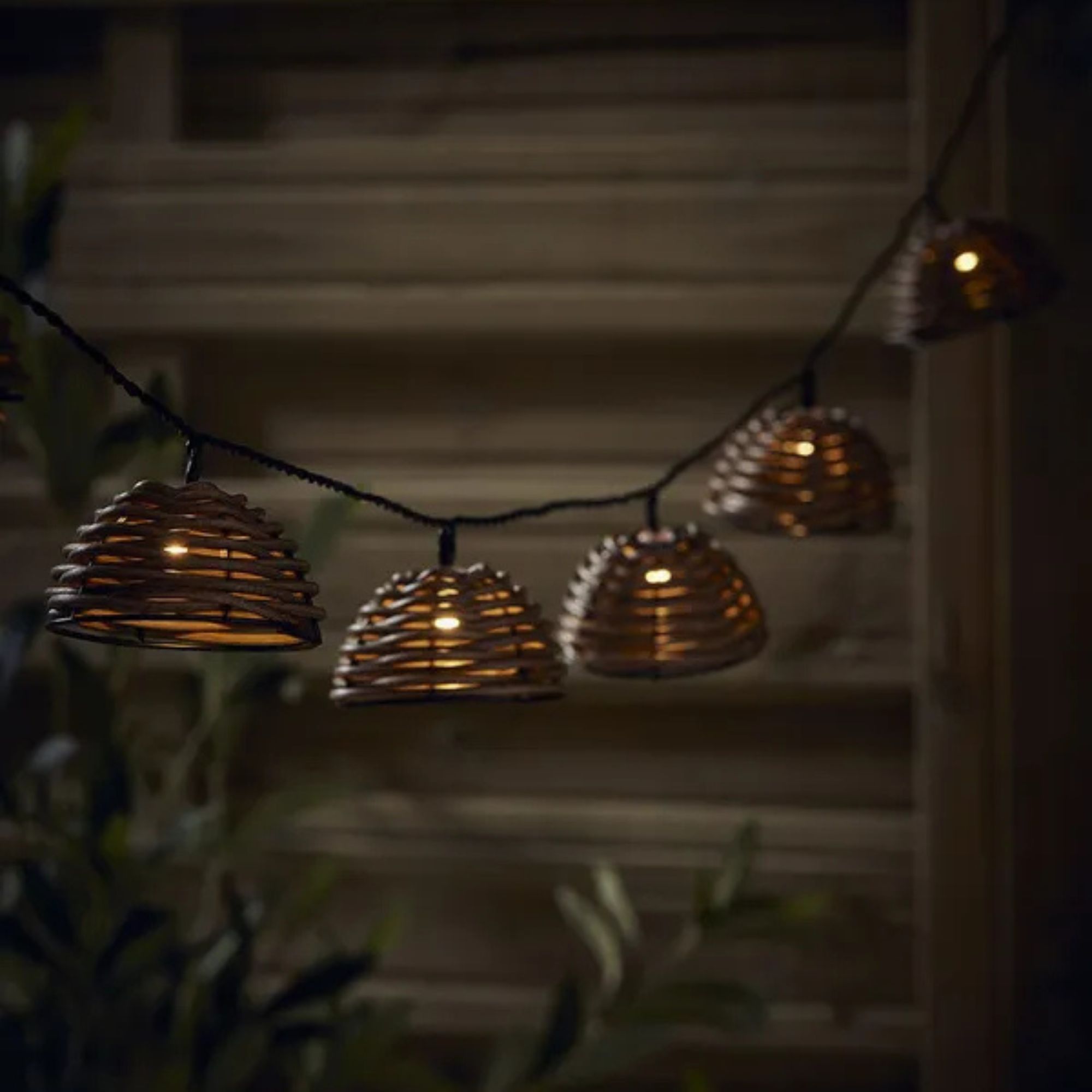 Cox &amp;amp; Cox Three Solar Half Round Rattan String Lights