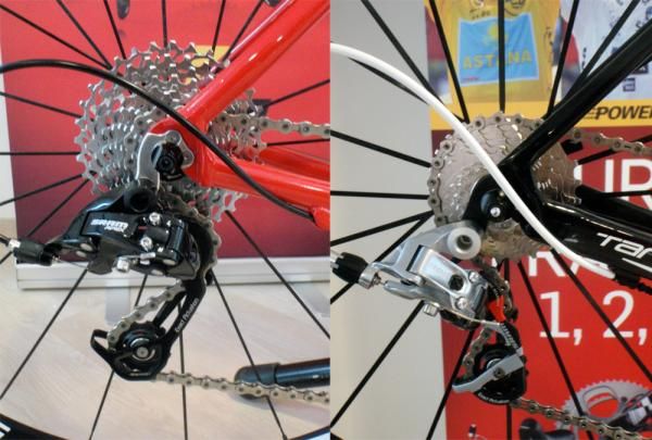 Apex's rear derailleur is a blend of aluminium and steel construction as opposed to the carbon/aluminium blend of Red.
