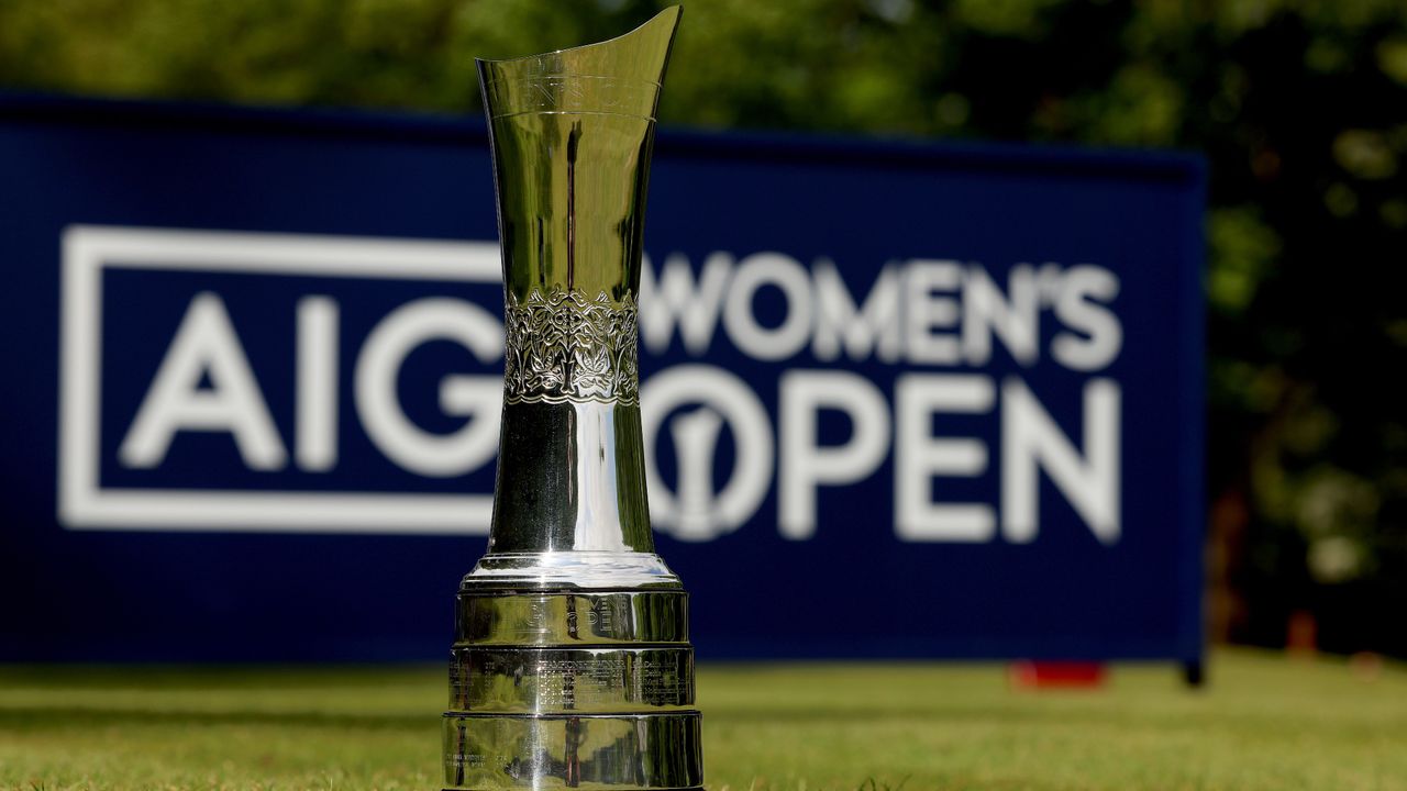 The AIG Women&#039;s Open trophy is pictured at Walton Heath Golf Club which will host the 2023 AIG Women&#039;s Open