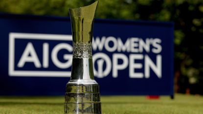 The AIG Women's Open trophy is pictured at Walton Heath Golf Club which will host the 2023 AIG Women's Open