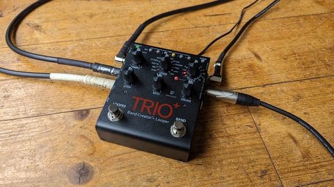 DigiTech Trio+ looper pedal on a wooden floor