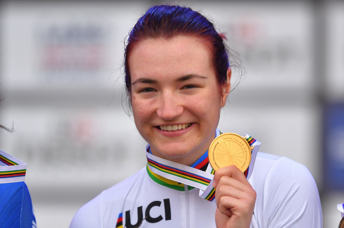 Elena Pirrone with the first of her two gold medals
