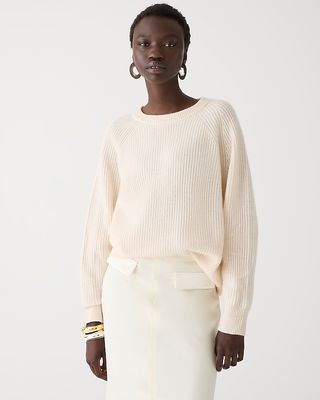 Ribbed Cashmere Oversized Crewneck Sweater