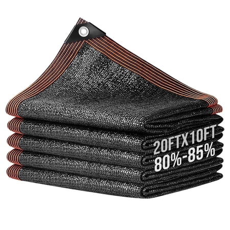 Livhil Garden 80% Shade Cloth, Resistant Sun Shade Net 10x20ft Mesh Tarp, Shade Trap Shade Cloth for Plants Patio, Black
