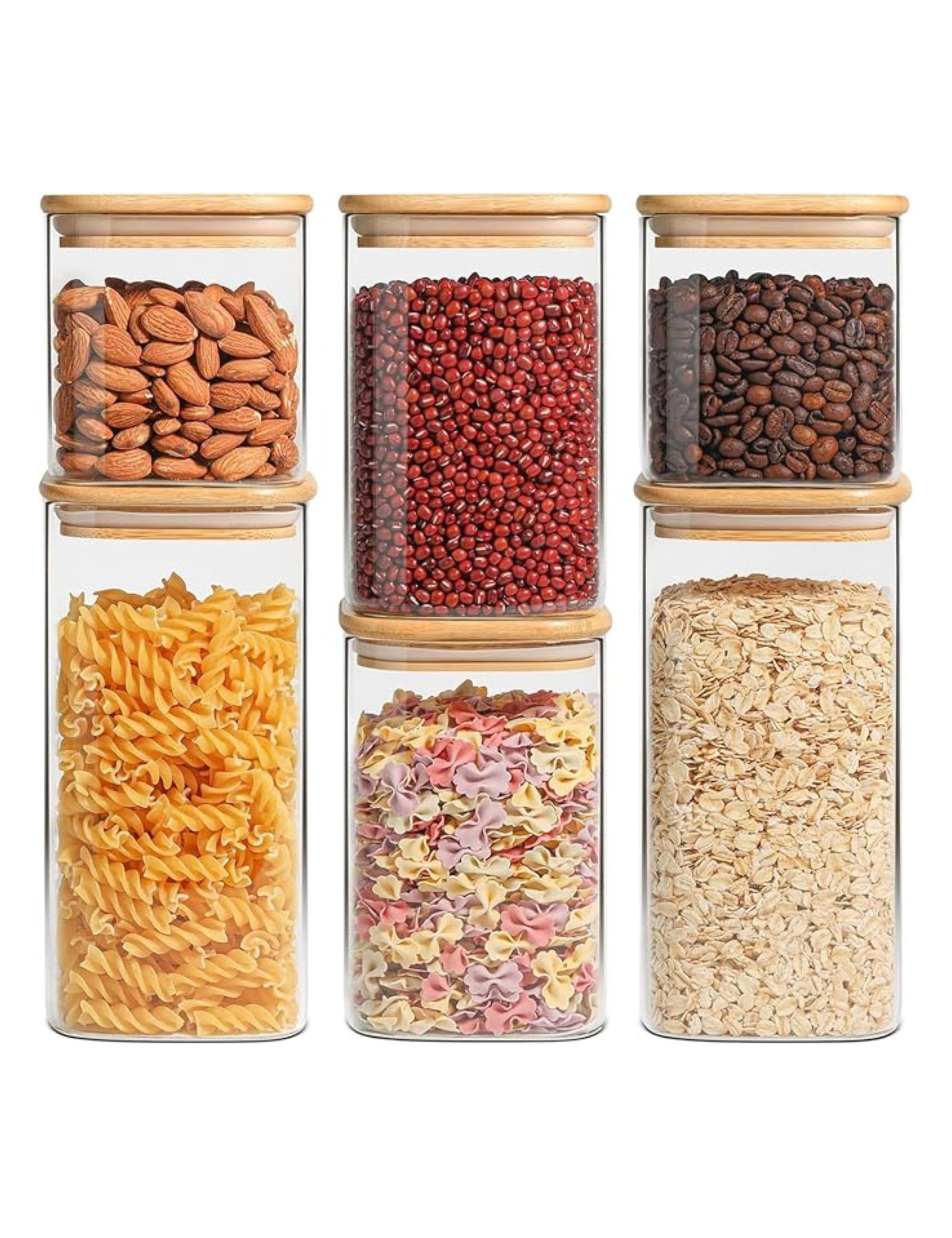 Amazonb, Comsaf Airtight Glass Storage Canister With Lids, Set of 6