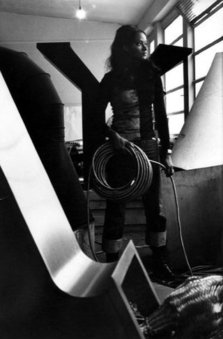Portrait of Barbara Chase-Riboud (b. 1939) at her atelier on Rue Dutot, Paris. 1973 by Marc Riboud.